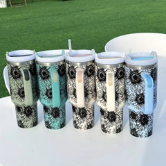 Sunflower 40 Ounce Laser Engraved Tumbler