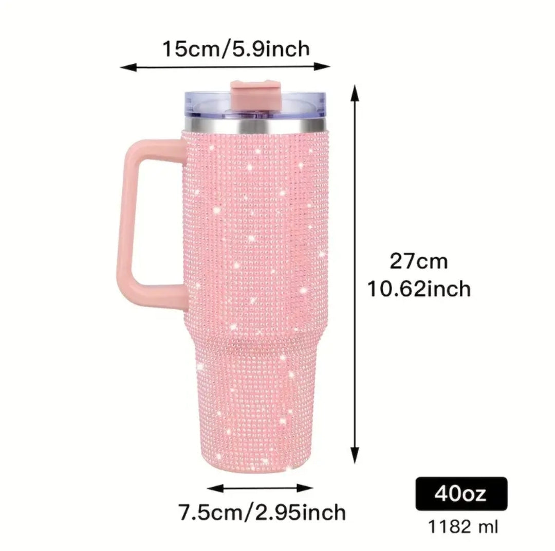 Sparkling Rhinestone Studded 40 oz. Tumbler with Handle
