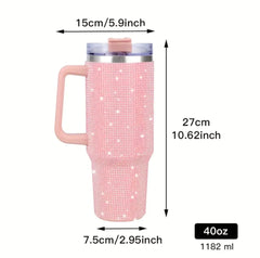 Sparkling Rhinestone Studded 40 oz. Tumbler with Handle