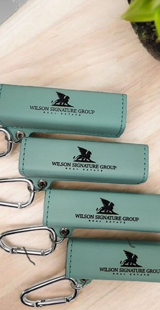 Custom Laser Engraved Leatherette 2200 mAh Power Bank with USB Cord and Carabiner