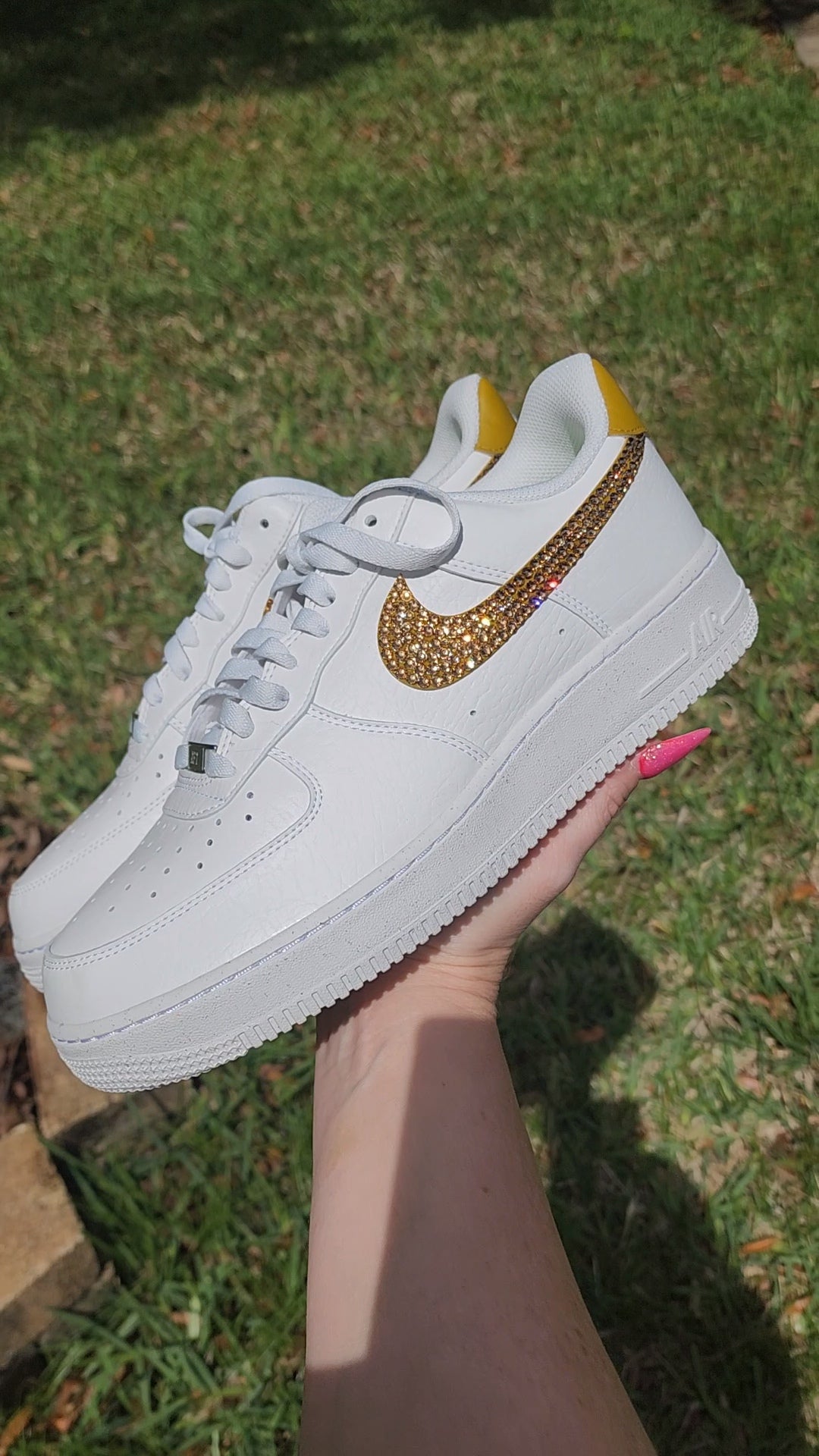 Gold Swarovski Women's Nike Air Force 1 Shoes