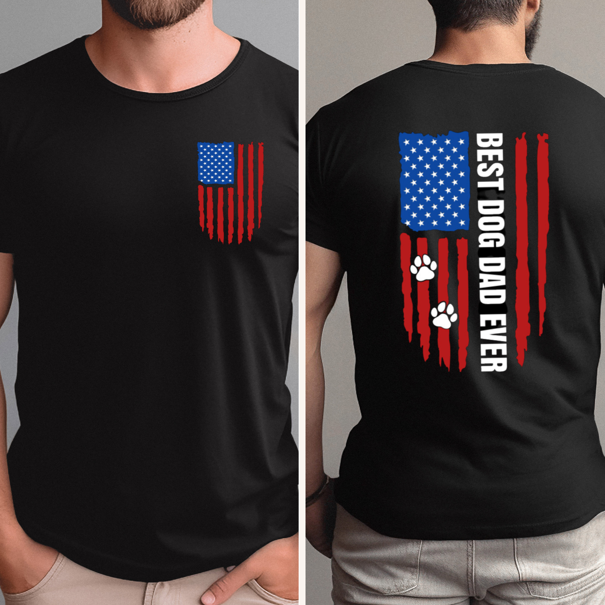 Best Dog Dad Ever American Flag Shirt