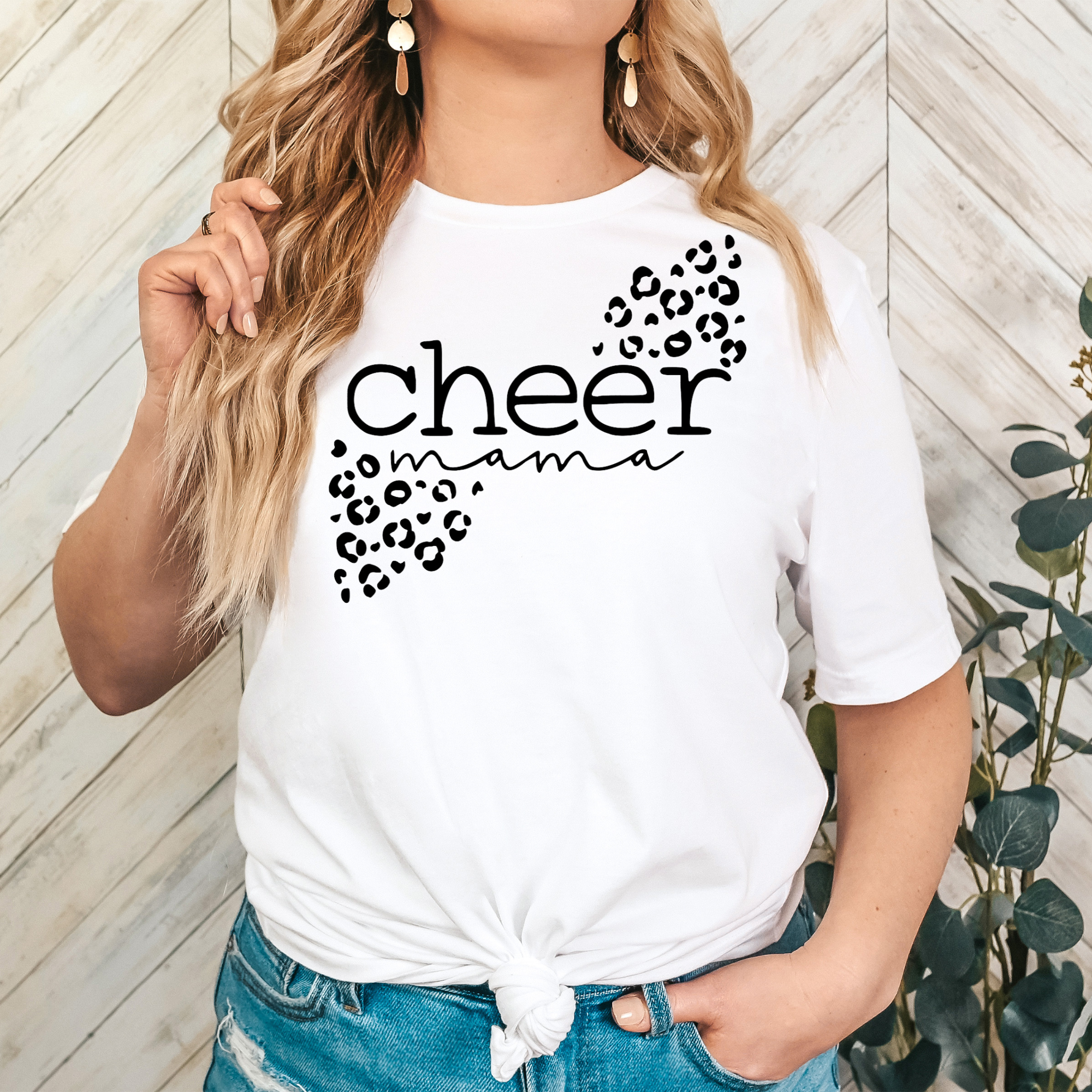 Leopard Print Cheer Mama Glitter Shirt