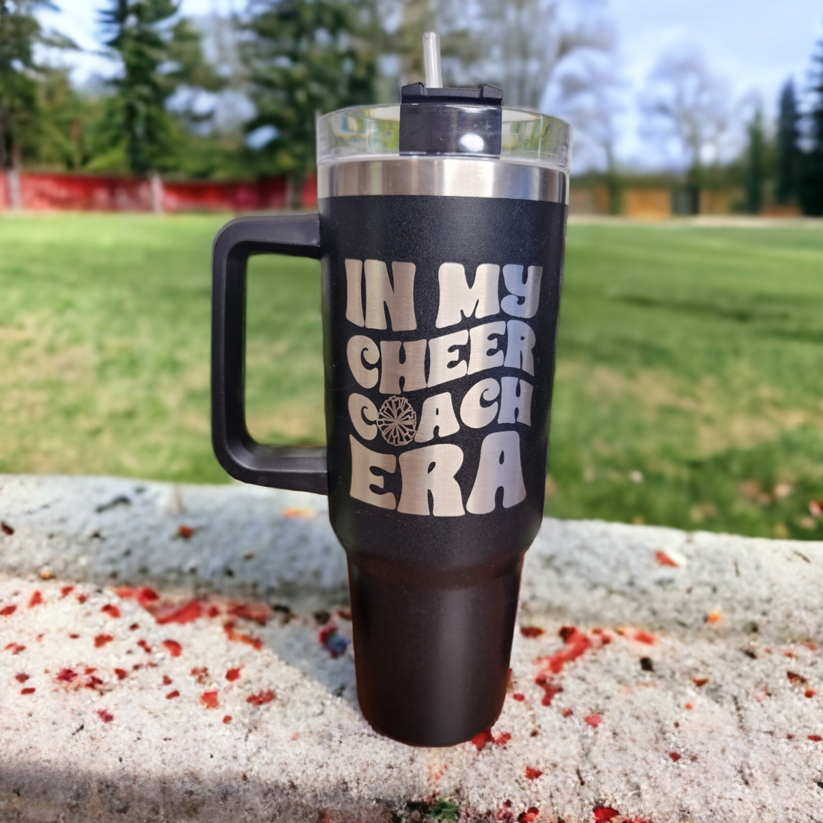 Laser Engraved In My Cheer Coach / Mom Era 40 oz Tumbler