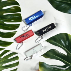 Custom Laser Engraved Leatherette 2200 mAh Power Bank with USB Cord and Carabiner