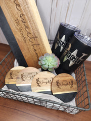 Custom Closing Gift Set- Black Acopa Marble and Acacia Wood