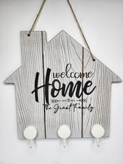 Customized Family Name Welcome Home Key Hanger Sign