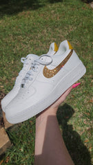 Gold Swarovski Women's Nike Air Force 1 Shoes
