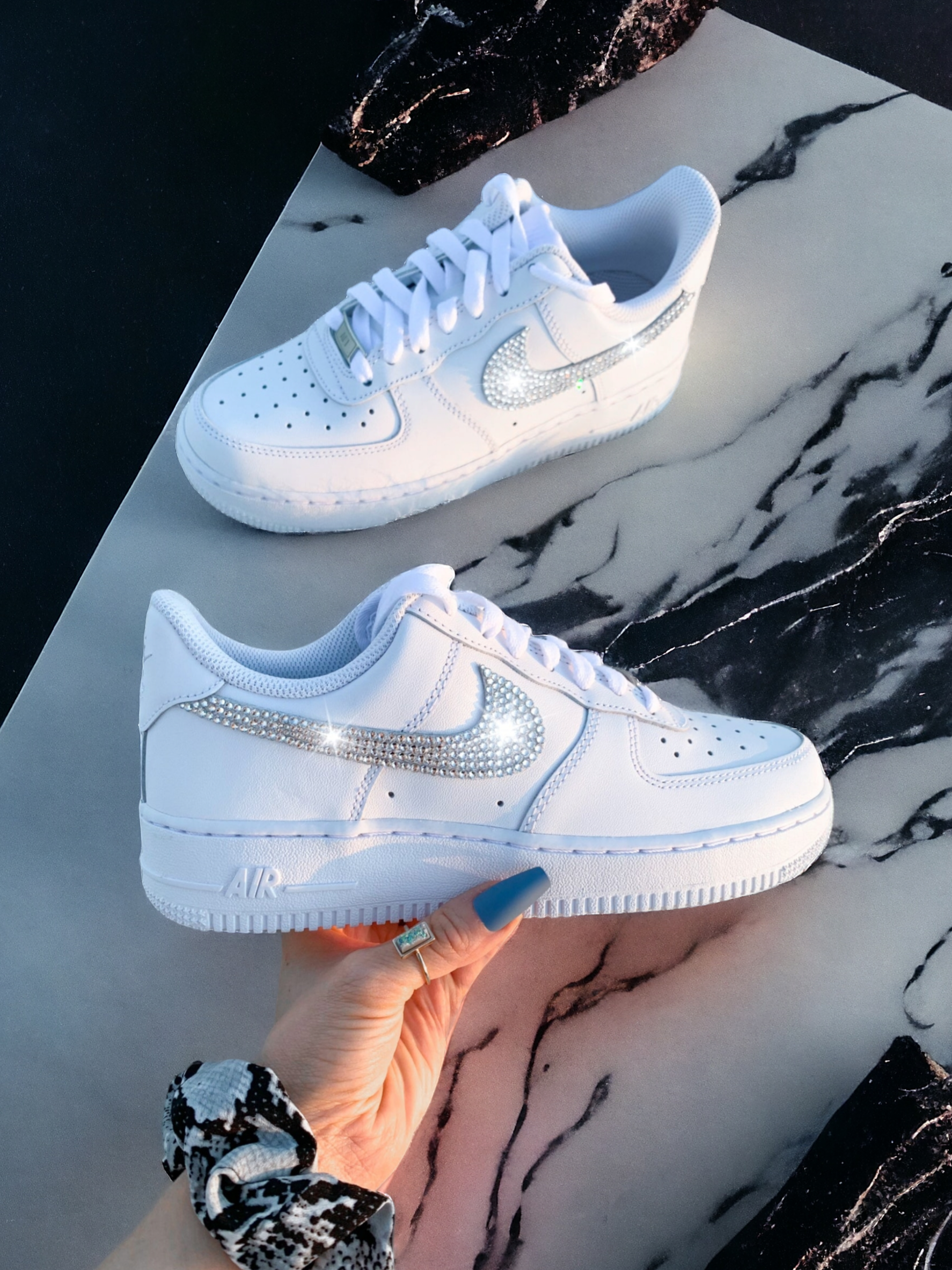 White Swarovski Women's Nike Air Force 1 Shoes