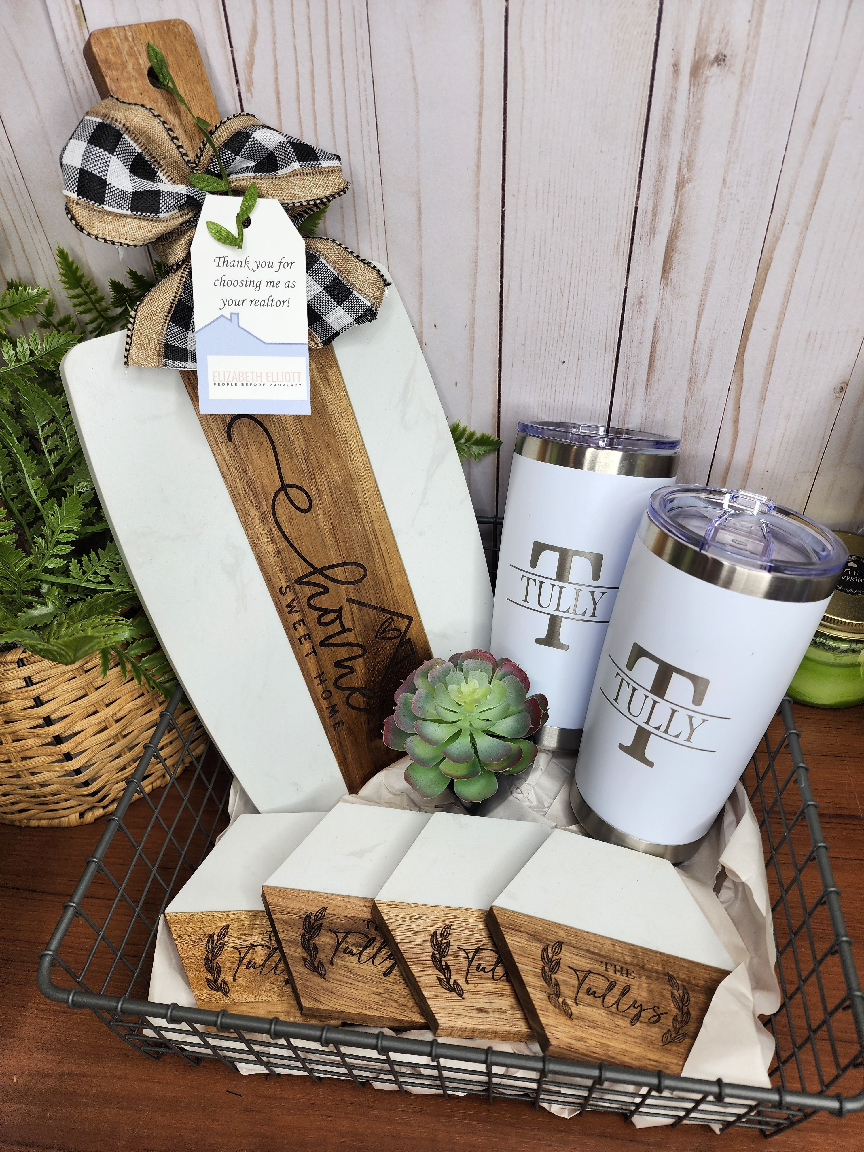 Custom Closing Gift Set- Acopa Marble and Acacia Wood