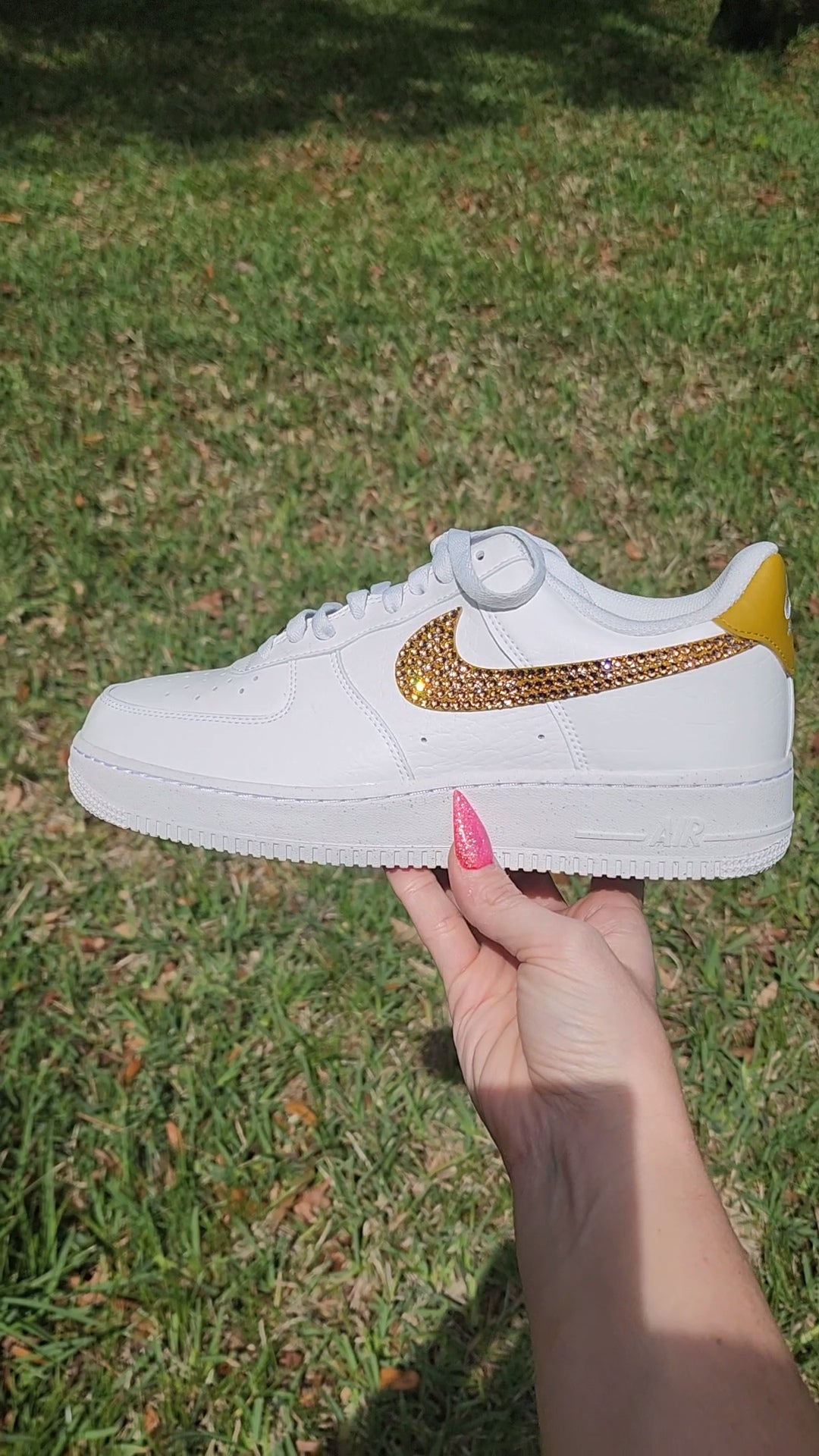 Gold Swarovski Women's Nike Air Force 1 Shoes