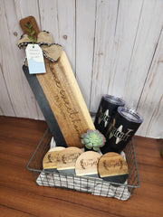 Custom Closing Gift Set- Black Acopa Marble and Acacia Wood