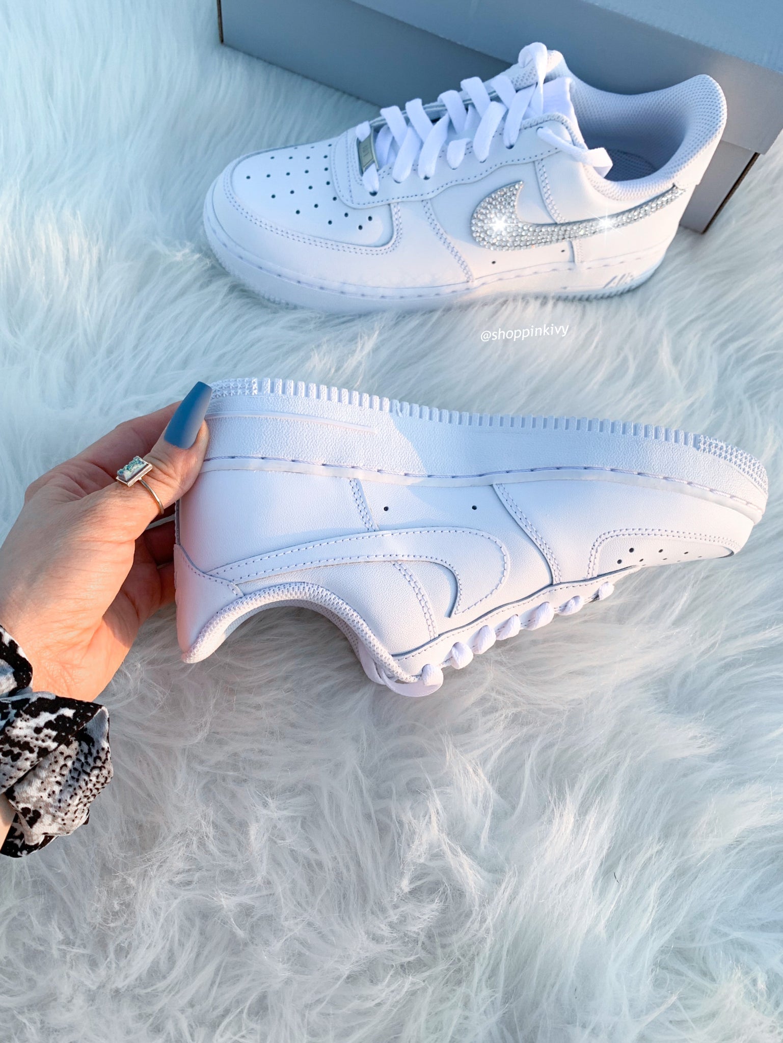 White Swarovski Women's Nike Air Force 1 Shoes