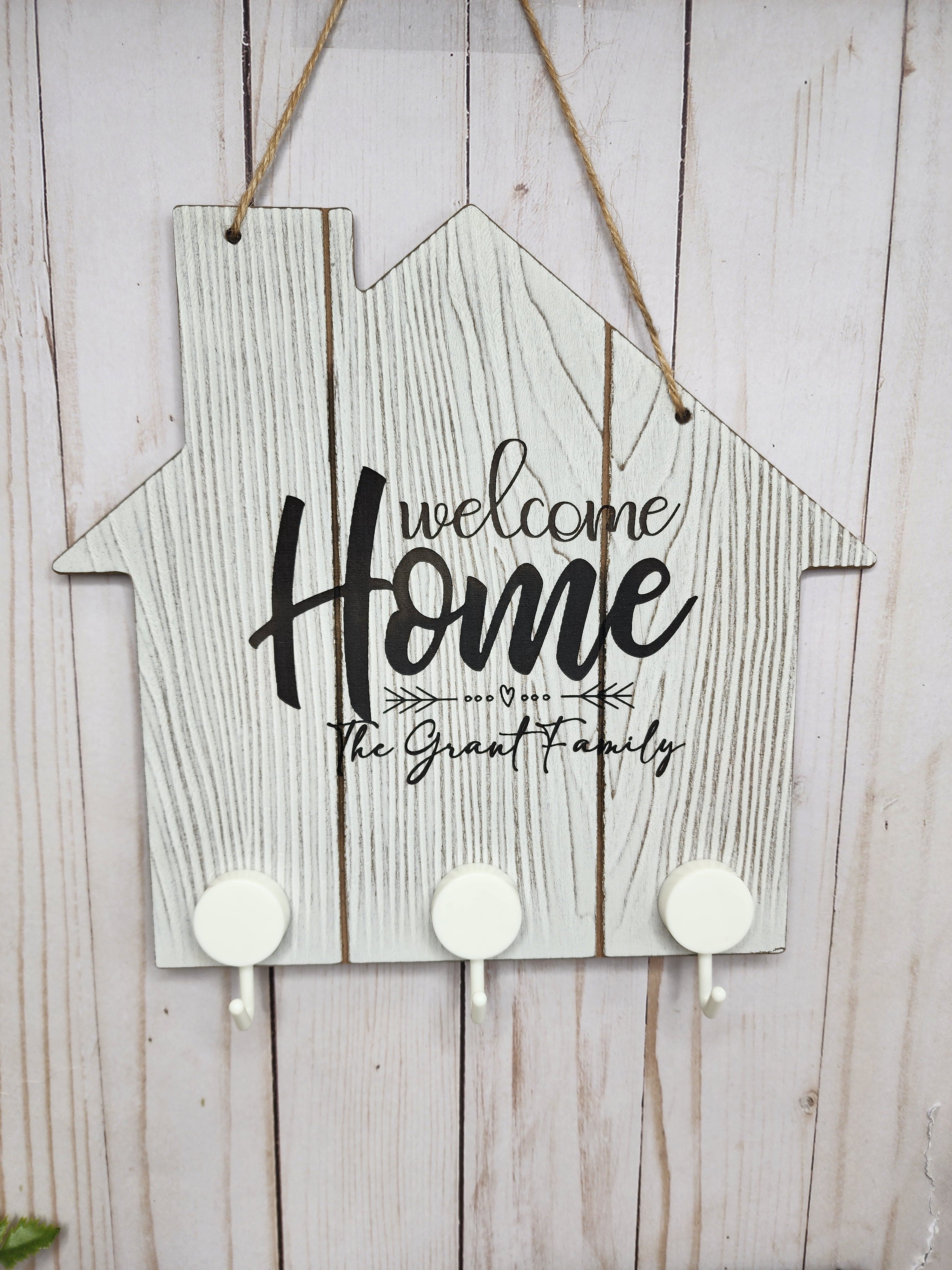 Customized Family Name Welcome Home Key Hanger Sign
