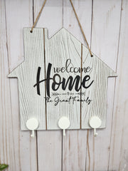 Customized Family Name Welcome Home Key Hanger Sign