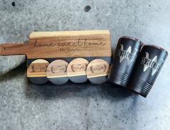 Custom Closing Gift Set- Black Acopa Marble and Acacia Wood