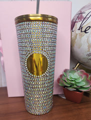 Monogrammed Rhinestone Studded 24 oz. Tumbler