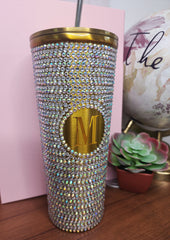Monogrammed Rhinestone Studded 24 oz. Tumbler