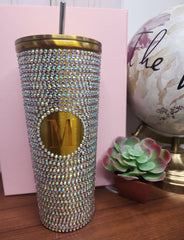 Monogrammed Rhinestone Studded 24 oz. Tumbler