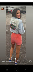 Florida Gators Glitter Flap Pocket Cropped Denim Jacket