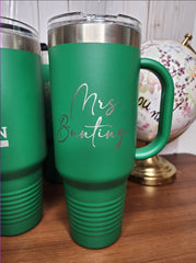 Custom Laser Engraved Travel Tumblers with Handle