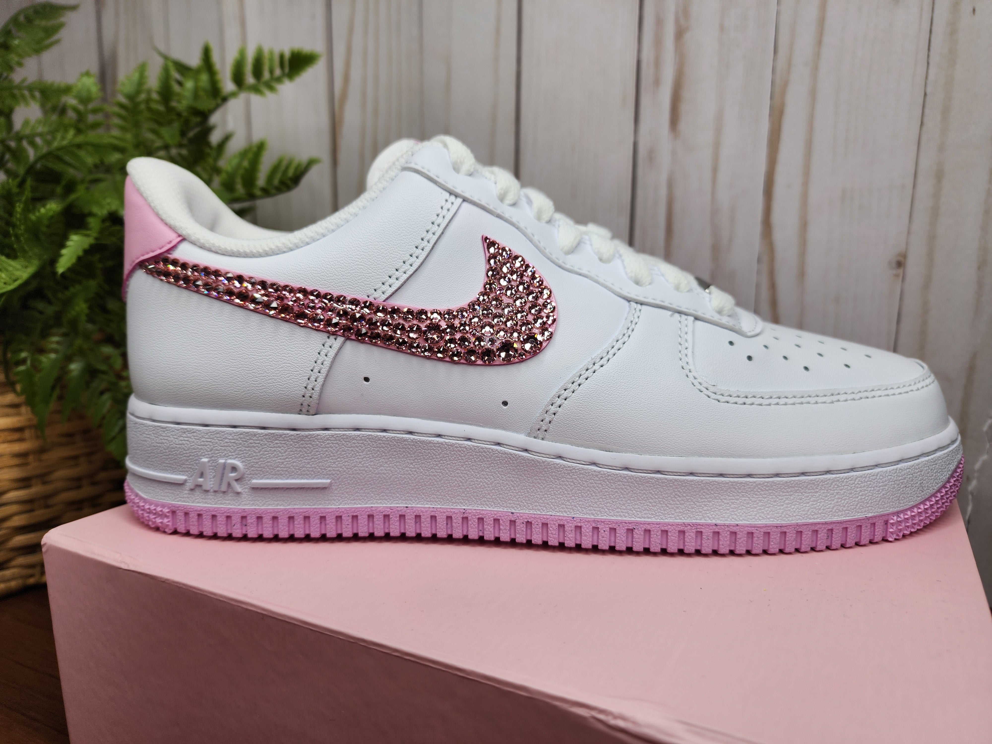 Baby Pink Swarovski Women's Nike Air Force 1 Shoes