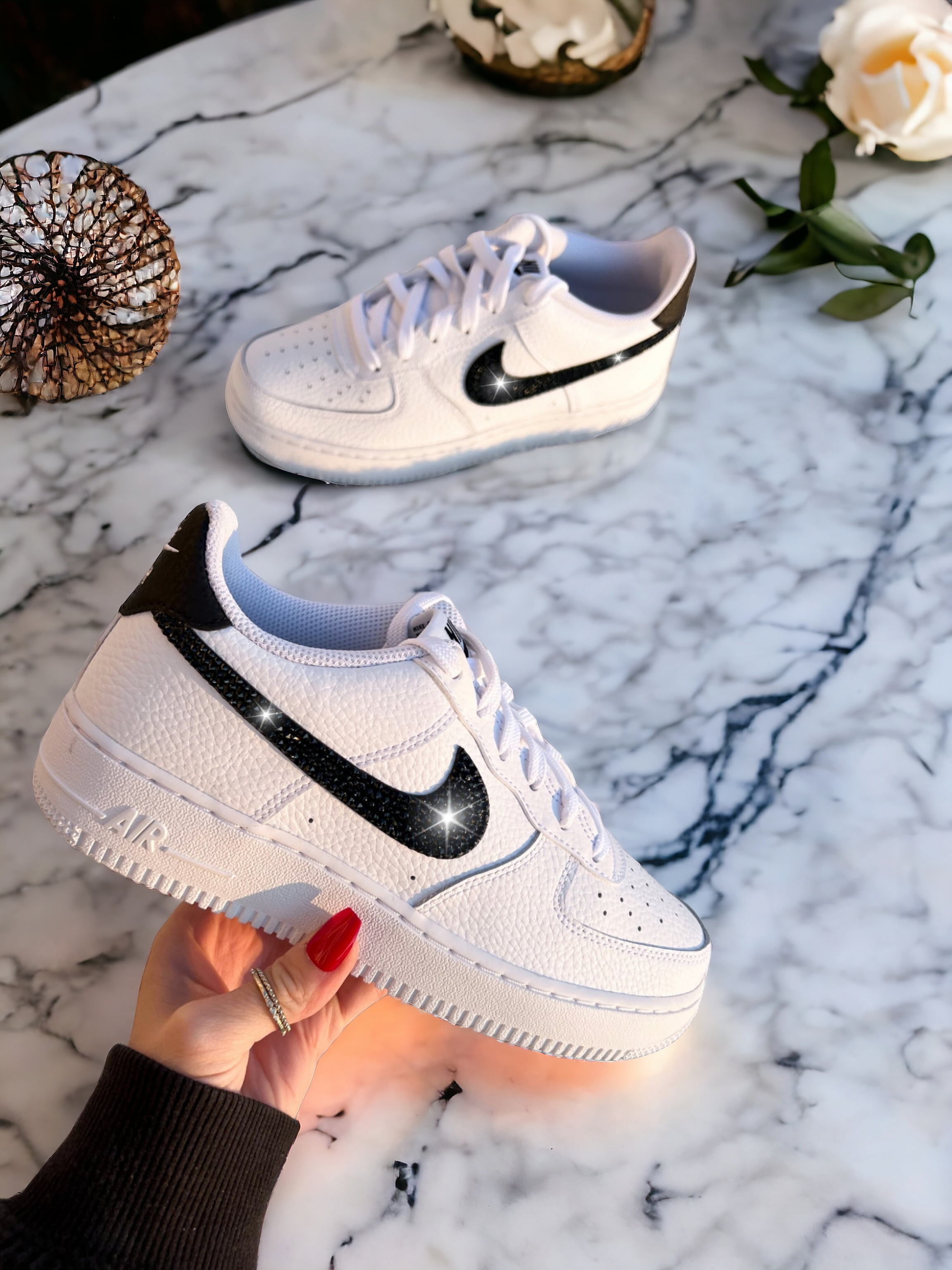 Black Swarovski Women's Nike Air Force 1 Shoes