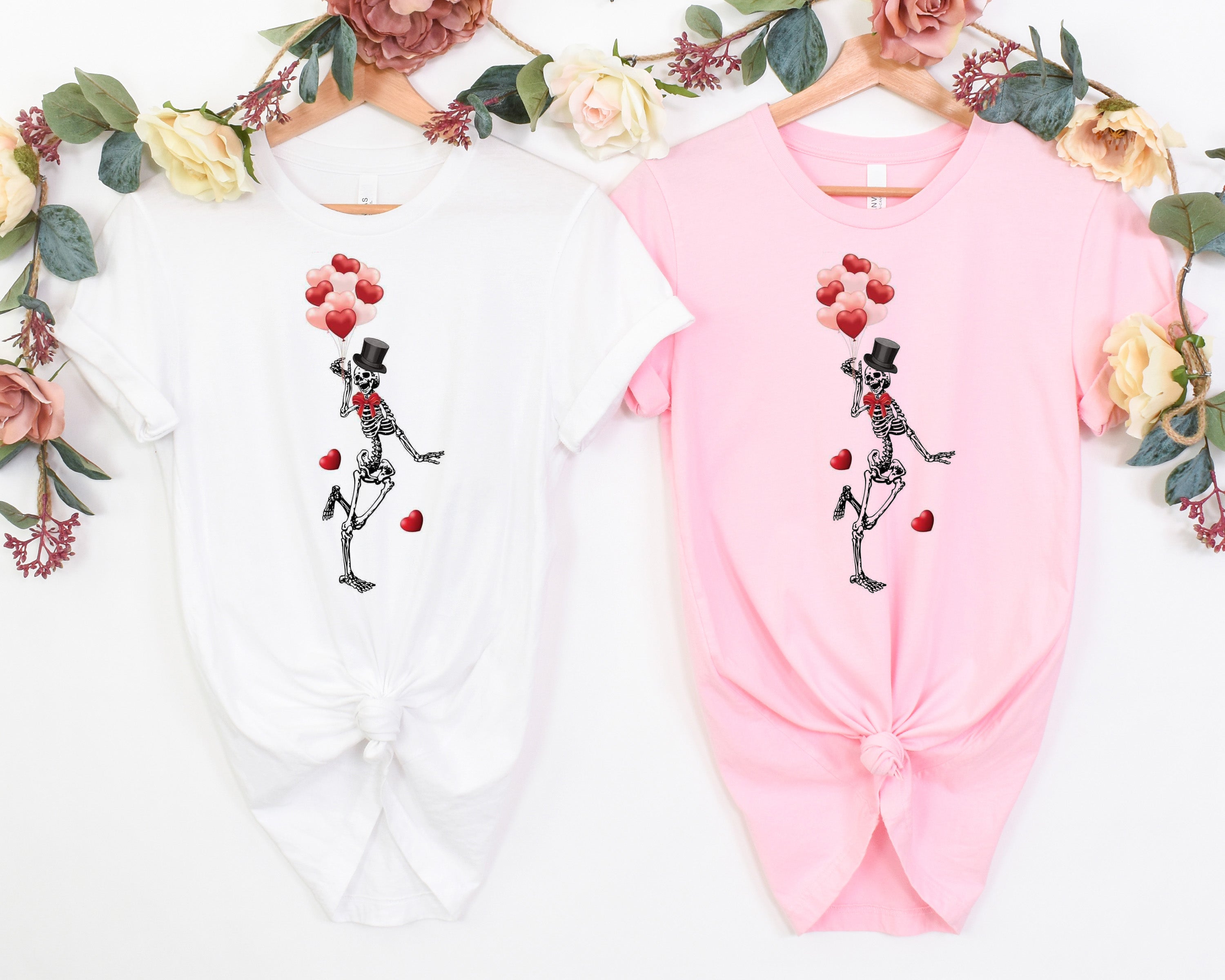 Dancing Skeleton with Balloons Valentine's Shirt