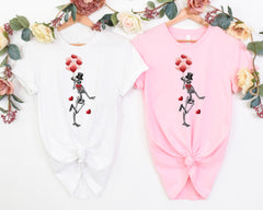 Dancing Skeleton with Balloons Valentine's Shirt