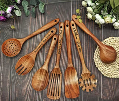 Customized 7 Piece Wooden Cooking Utensil Set