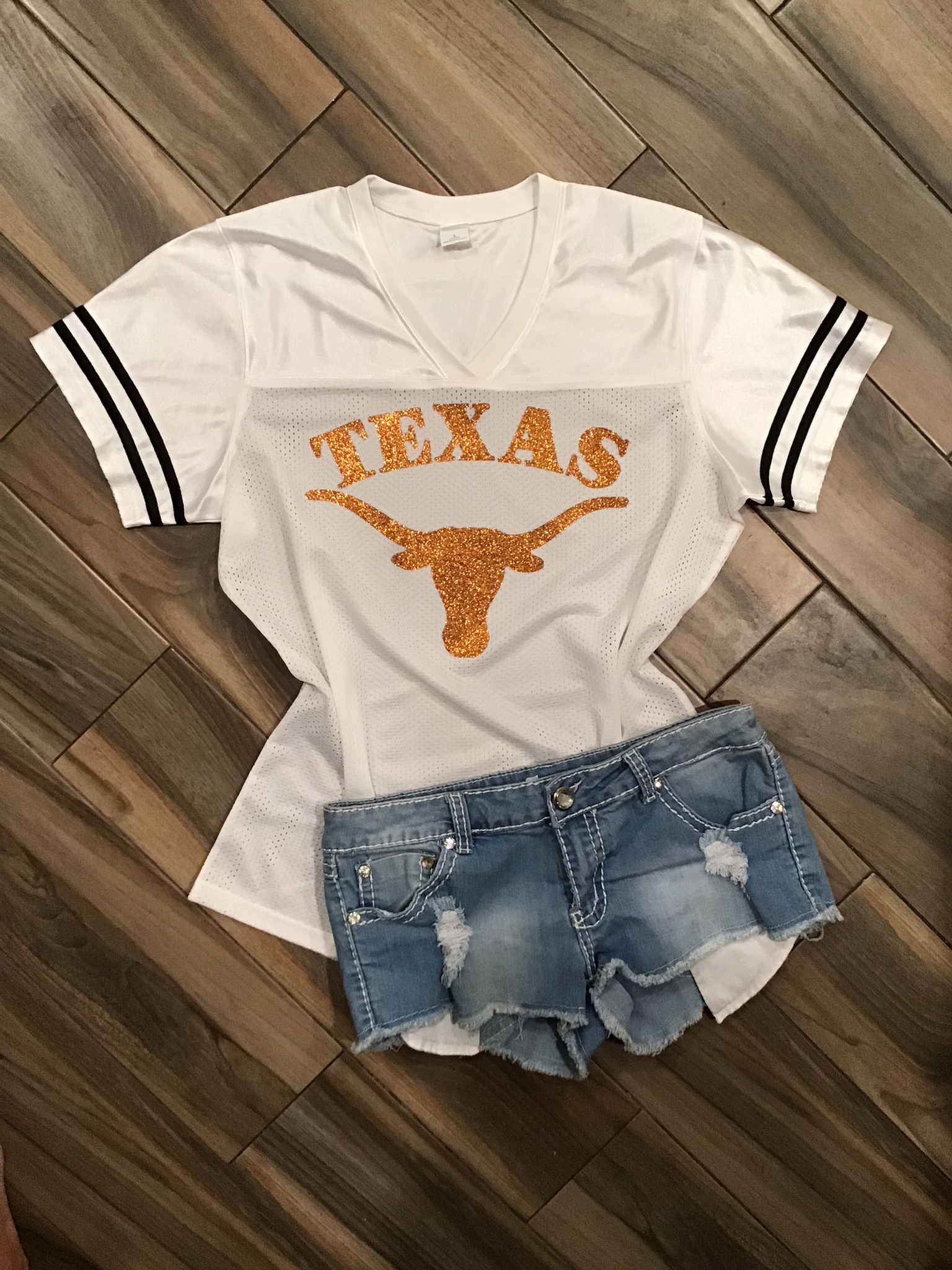 Texas Longhorns Glitter Top - White