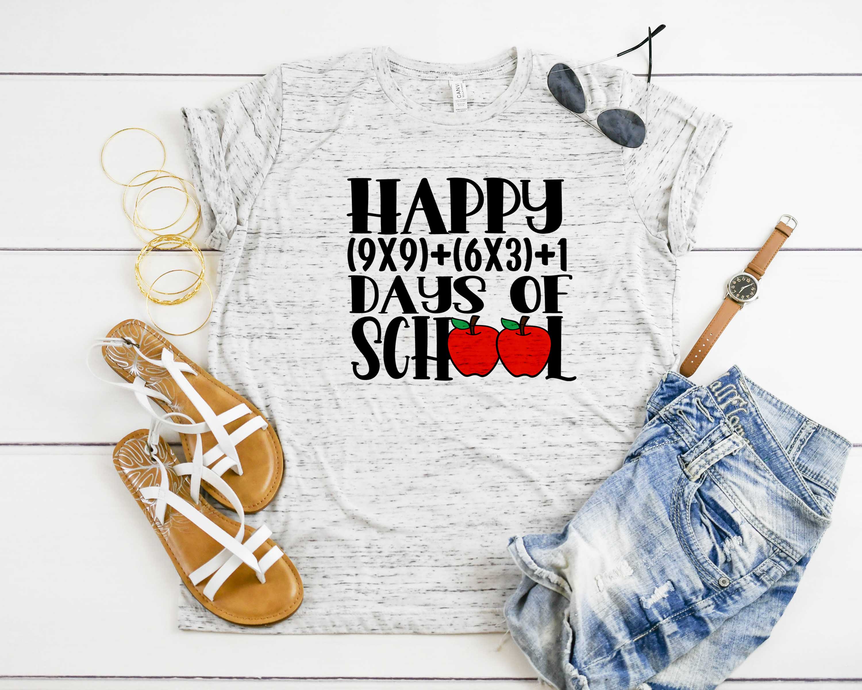 Happy 100 Days of School Math Equation Marbled Shirt