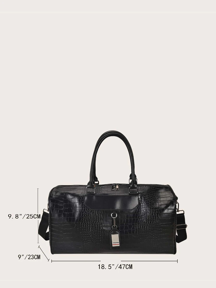 Monogrammed Crocodile Embossed Duffel Bag