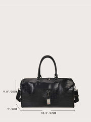 Monogrammed Crocodile Embossed Duffel Bag