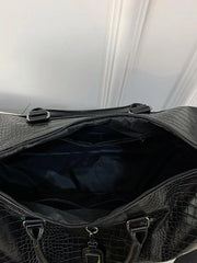 Monogrammed Crocodile Embossed Duffel Bag