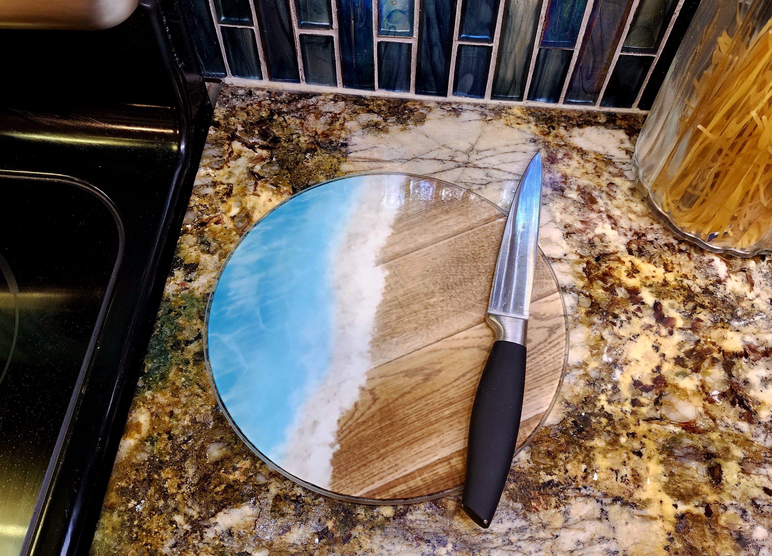 Sea Waves Beach Themed Glass Cutting Boards