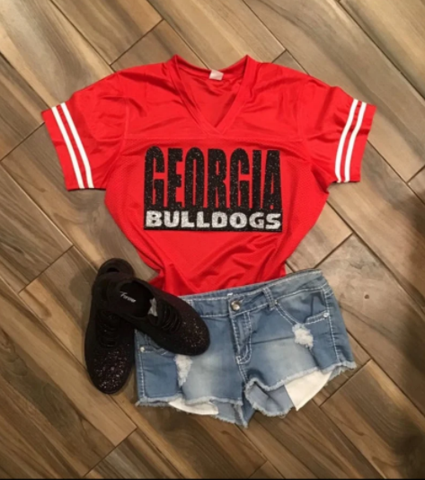 Red Georgia Bulldogs Stacked Shirt