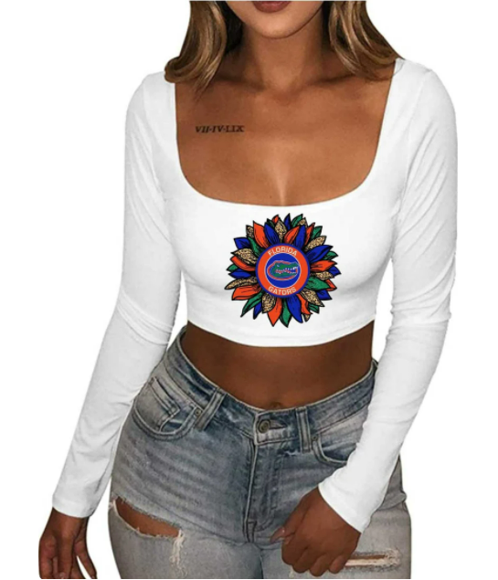 Florida Gators Sunflower Long Sleeve Crop Top