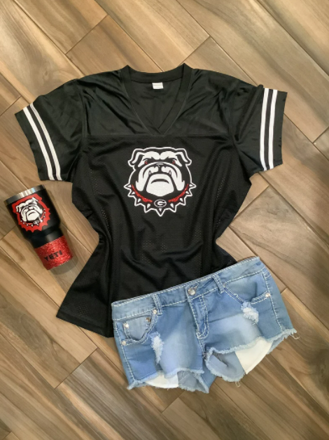 Black Georgia Bulldogs Football Glitter Top