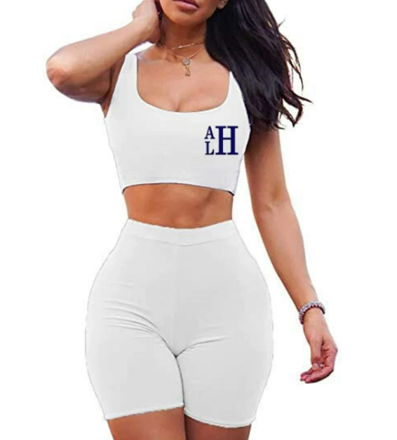 Monogram Embroidered Crop Tank & Shorts Set