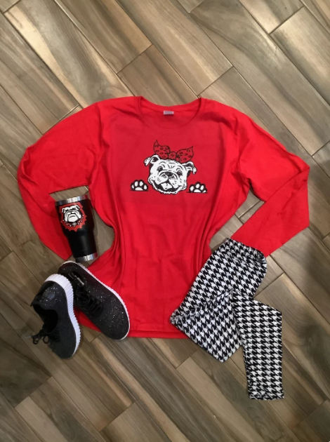 Georgia Bulldog with Bow Glitter Shirt