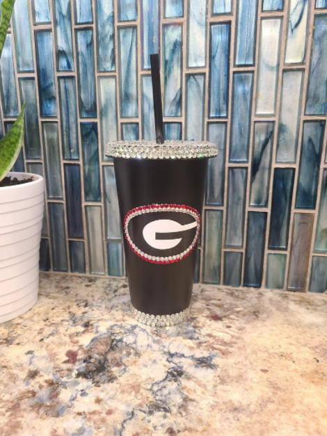 24 oz Rhinestone Georgia Bulldogs Tumbler Cold Cup