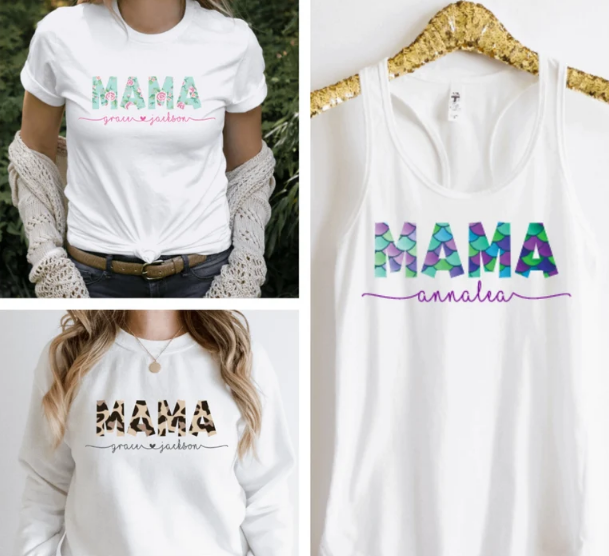 Custom Mom with Kids Names Shirt