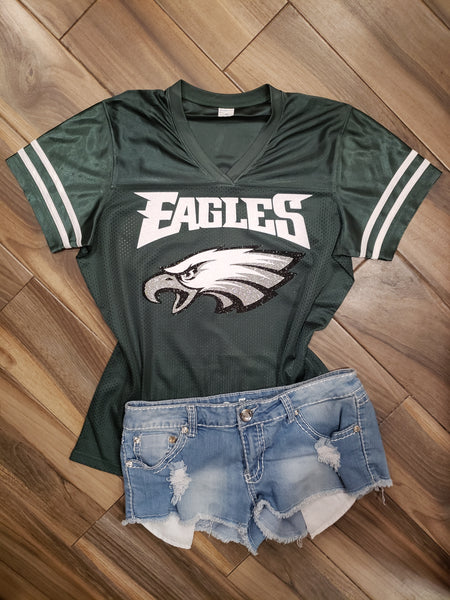Philadelphia Eagles Glitter Jersey: NFL Football Fan Gear & Apparel – LuLu  Grace