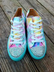 Rhinestone Embellished Tie Dye Sneakers