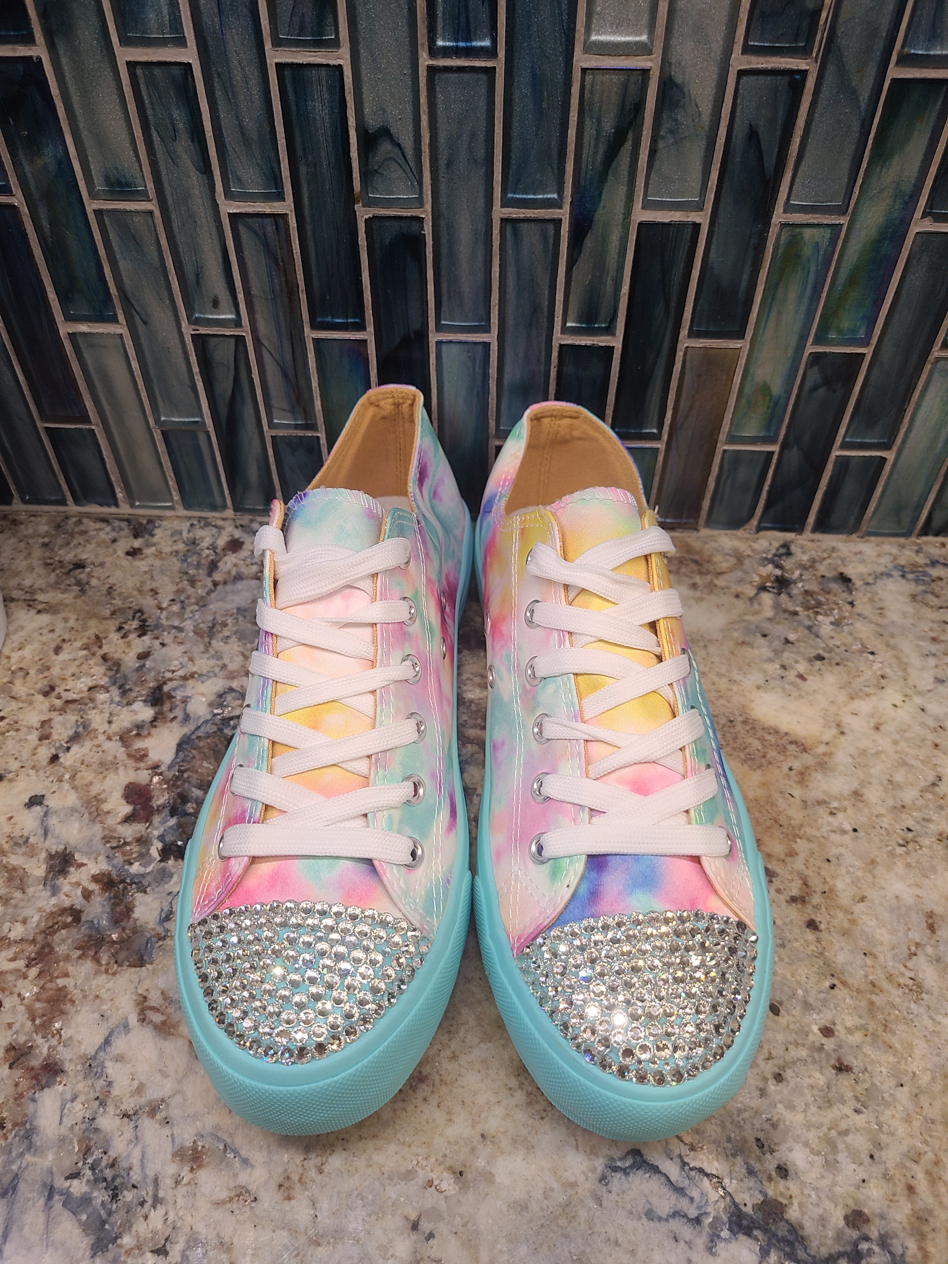 Rhinestone Embellished Tie Dye Sneakers