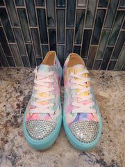 Rhinestone Embellished Tie Dye Sneakers