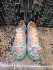 Rhinestone Embellished Tie Dye Sneakers