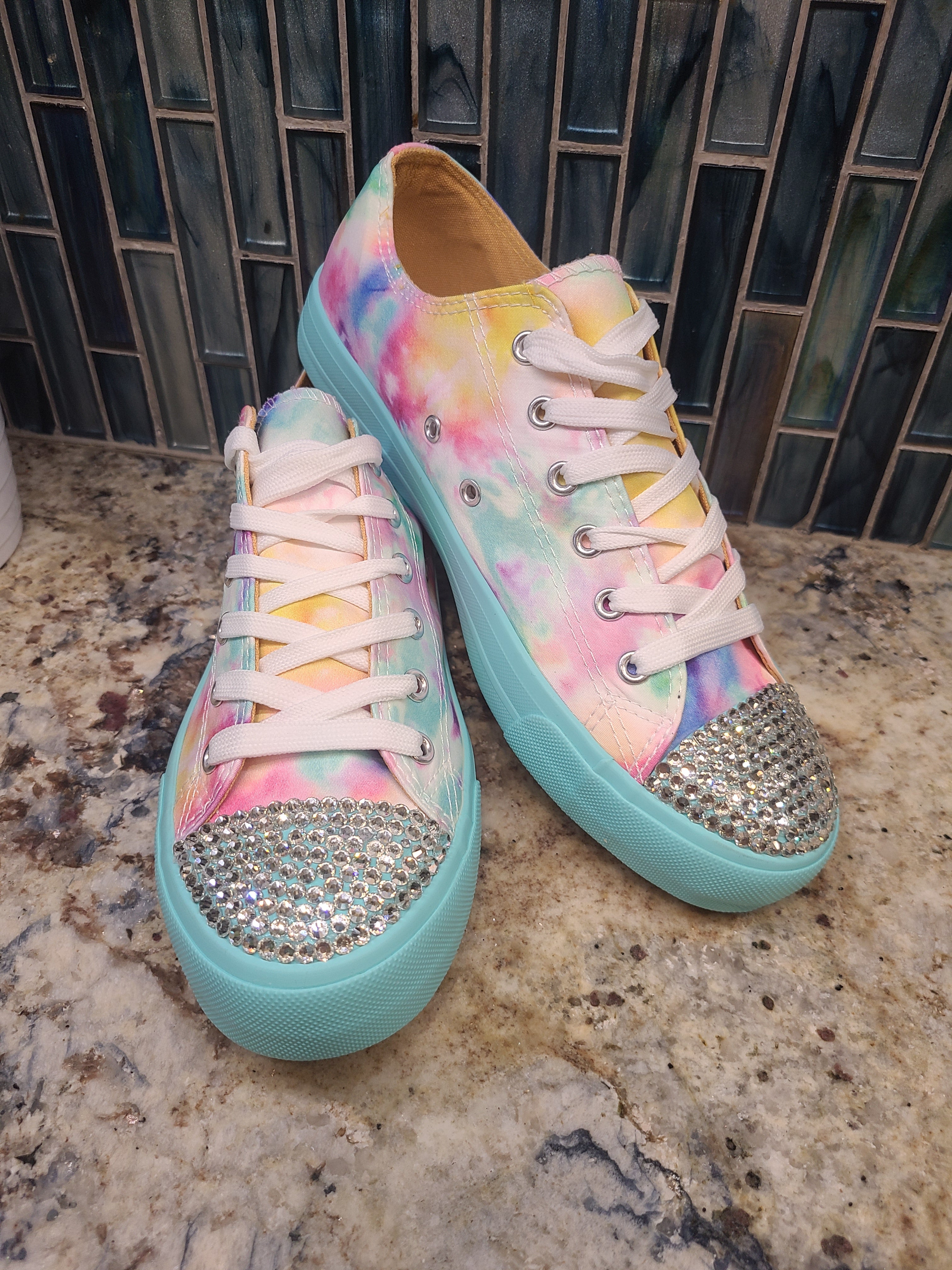 Rhinestone Embellished Tie Dye Sneakers
