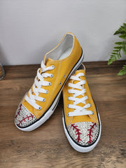 Rhinestone Embellished Softball Low Top Sneakers